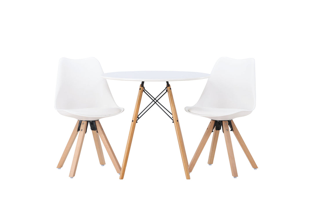 Venture Home Danburi Dining Table - Woodlook / Woodlook MDF +Zeno Dining Chair - Nature woodlook / White PP _2
