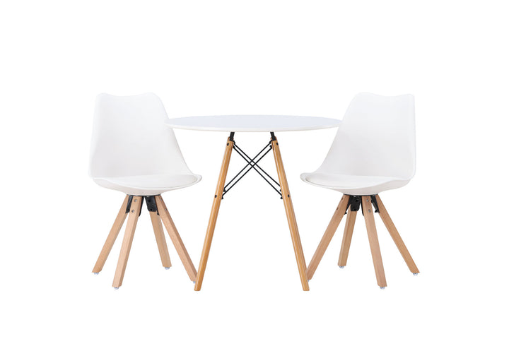 Venture Home Danburi Dining Table - Woodlook / Woodlook MDF +Zeno Dining Chair - Nature woodlook / White PP _2