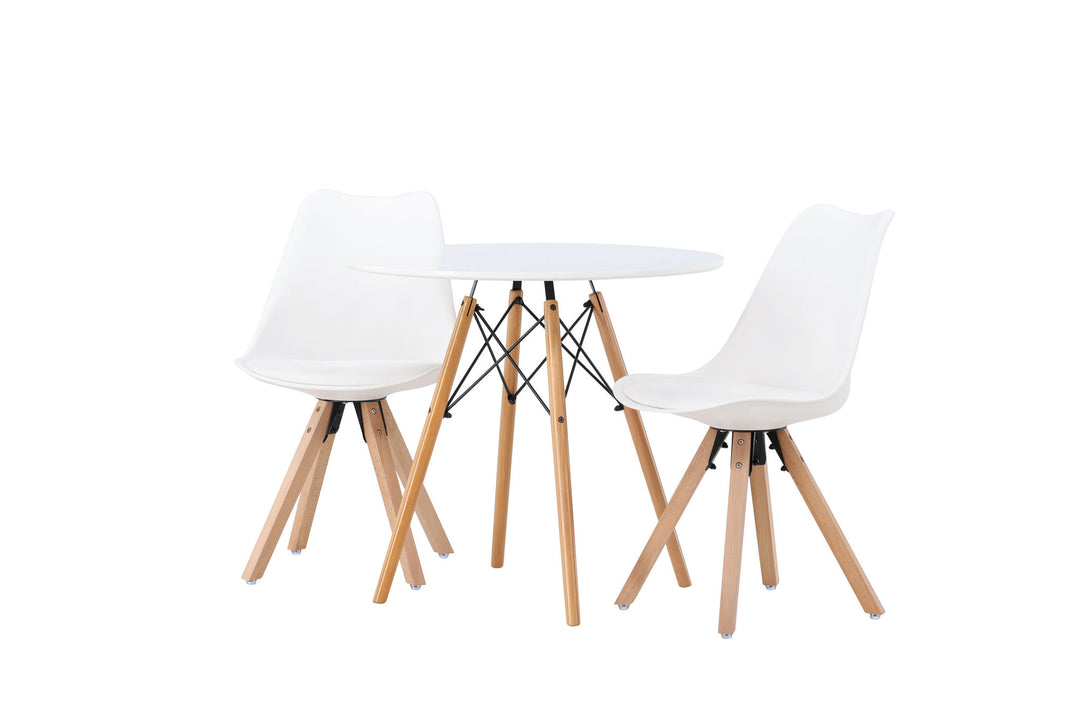 Venture Home Danburi Dining Table - Woodlook / Woodlook MDF +Zeno Dining Chair - Nature woodlook / White PP _2