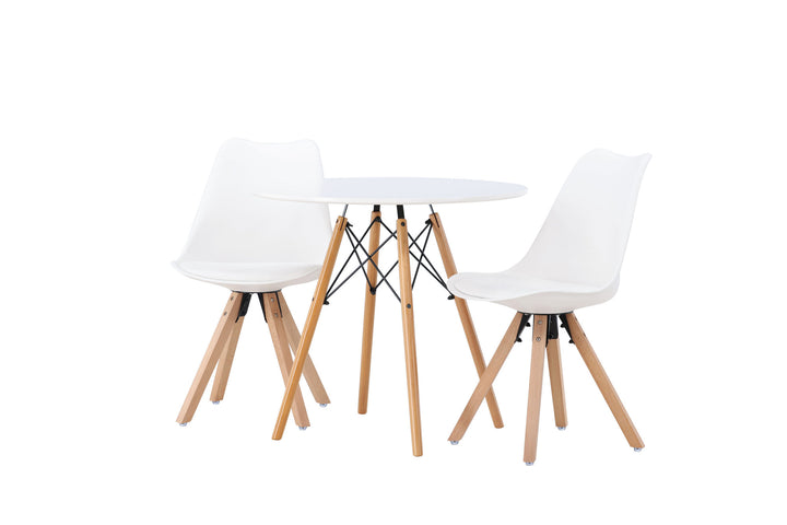 Venture Home Danburi Dining Table - Woodlook / Woodlook MDF +Zeno Dining Chair - Nature woodlook / White PP _2