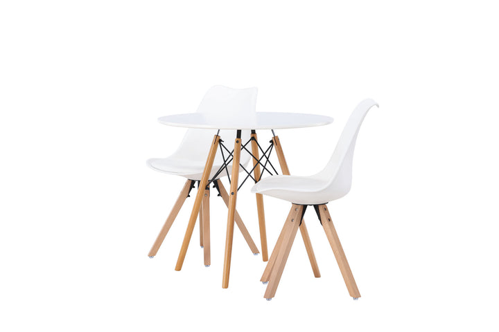 Venture Home Danburi Dining Table - Woodlook / Woodlook MDF +Zeno Dining Chair - Nature woodlook / White PP _2