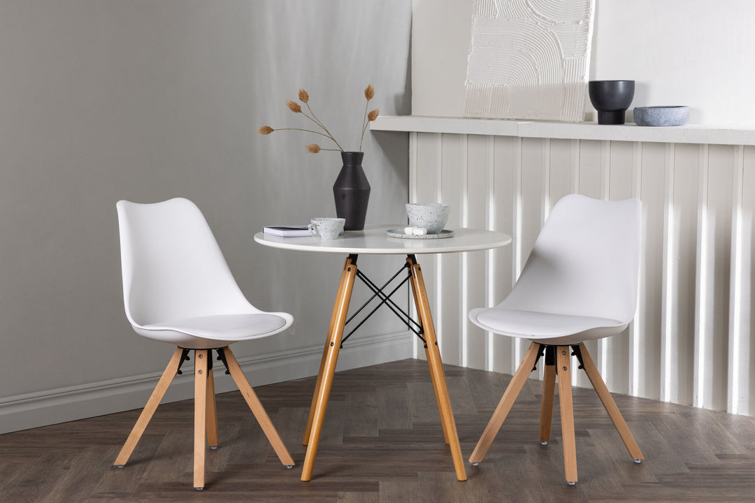 Venture Home Danburi Dining Table - Woodlook / Woodlook MDF +Zeno Dining Chair - Nature woodlook / White PP _2