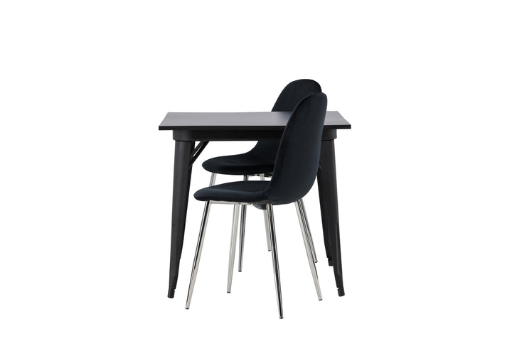Venture Home Tempe Dining Table - Black / Black MDF +Polar Dining Chair - Black Velvet / Chrome _2