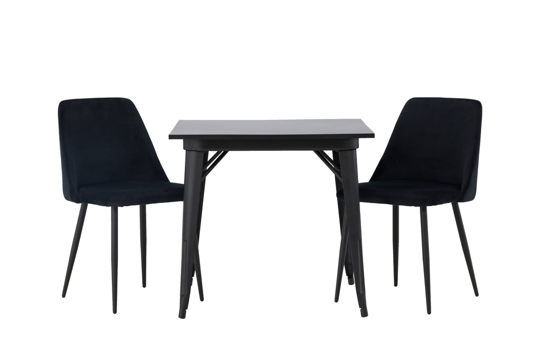 Venture Home Tempe Dining Table - Black / Black MDF +Night Dining Chair - Black / Black Velvet _2