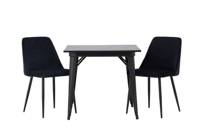 Venture Home Tempe Dining Table - Black / Black MDF +Night Dining Chair - Black / Black Velvet _2