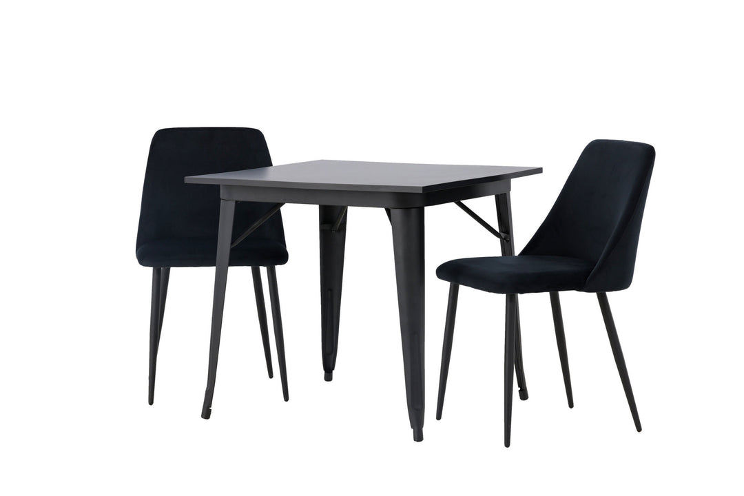 Venture Home Tempe Dining Table - Black / Black MDF +Night Dining Chair - Black / Black Velvet _2
