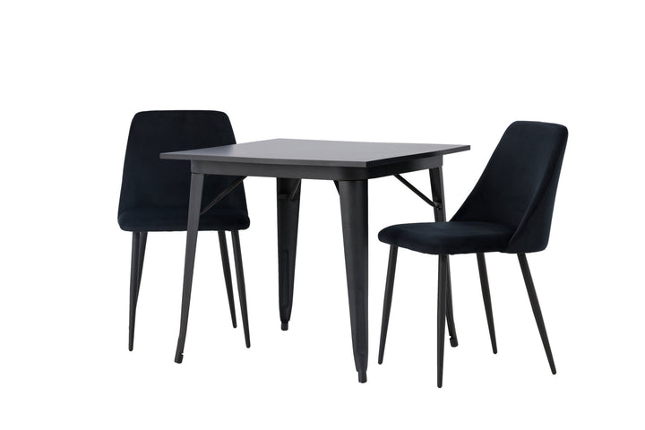 Venture Home Tempe Dining Table - Black / Black MDF +Night Dining Chair - Black / Black Velvet _2