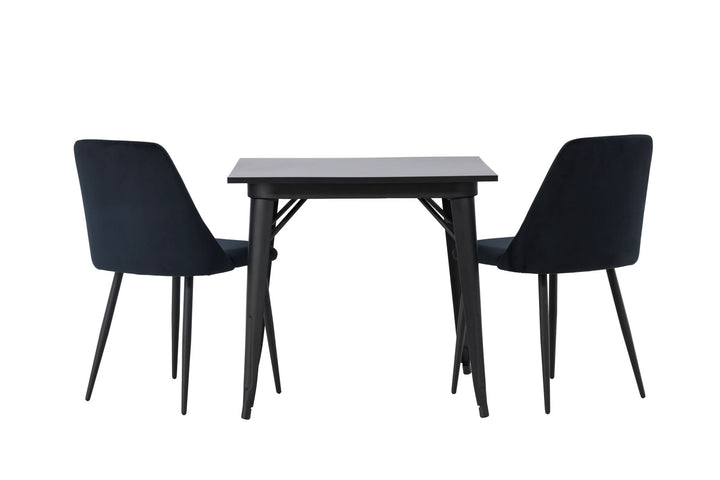 Venture Home Tempe Dining Table - Black / Black MDF +Night Dining Chair - Black / Black Velvet _2