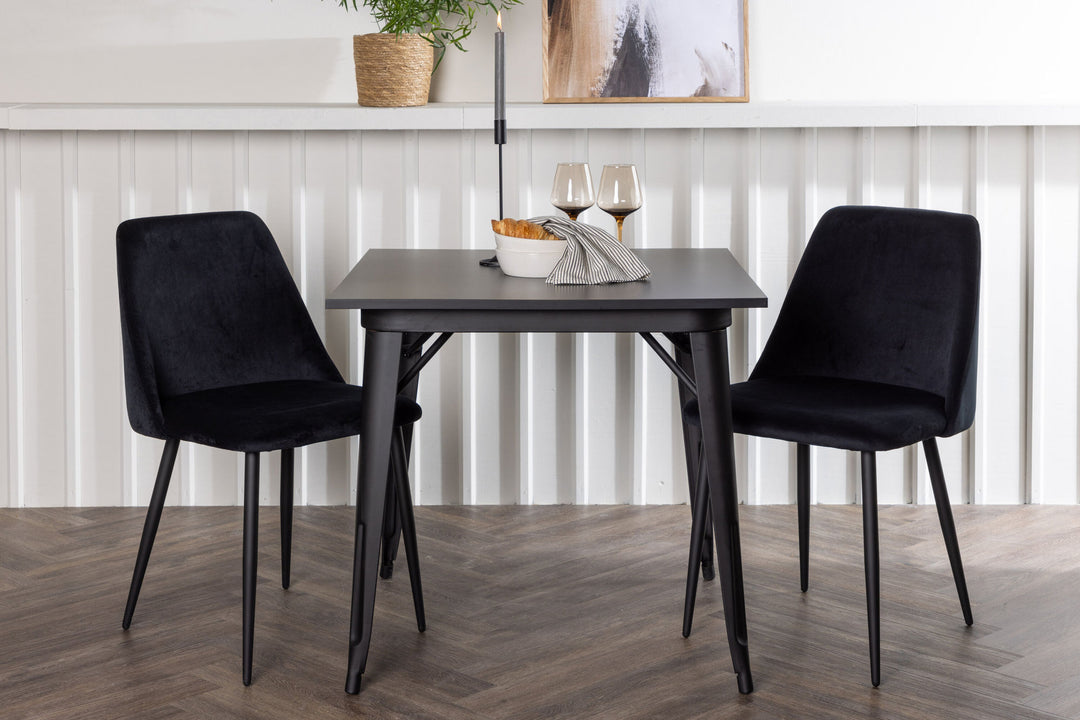 Venture Home Tempe Dining Table - Black / Black MDF +Night Dining Chair - Black / Black Velvet _2