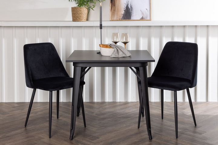 Venture Home Tempe Dining Table - Black / Black MDF +Night Dining Chair - Black / Black Velvet _2