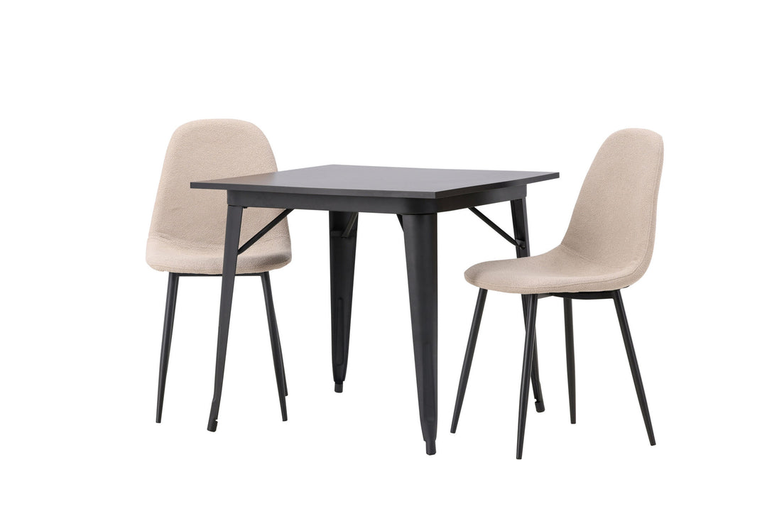Venture Home Tempe Dining Table - Black / Black MDF +Polar Dining Chair - Black / Beige Boucle _2