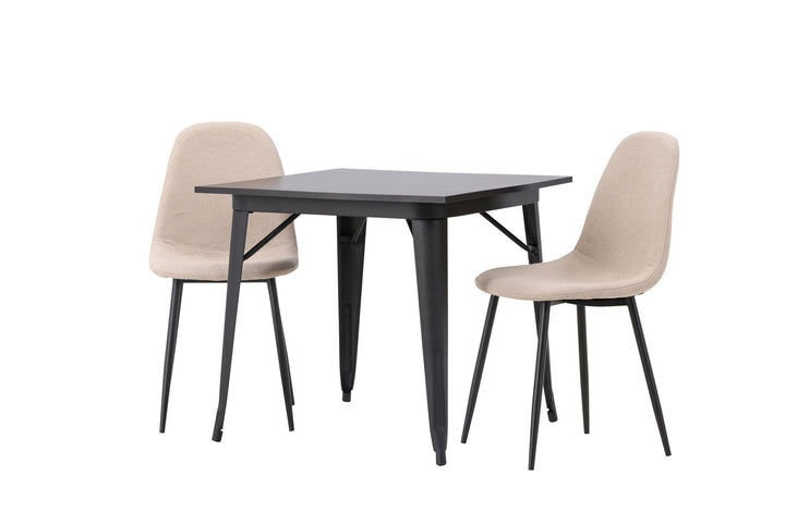 Venture Home Tempe Dining Table - Black / Black MDF +Polar Dining Chair - Black / Beige Boucle _2