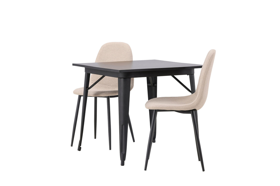 Venture Home Tempe Dining Table - Black / Black MDF +Polar Dining Chair - Black / Beige Boucle _2