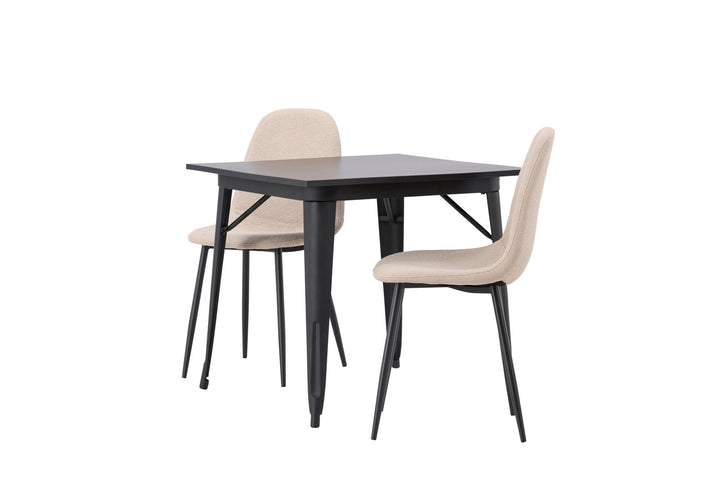 Venture Home Tempe Dining Table - Black / Black MDF +Polar Dining Chair - Black / Beige Boucle _2