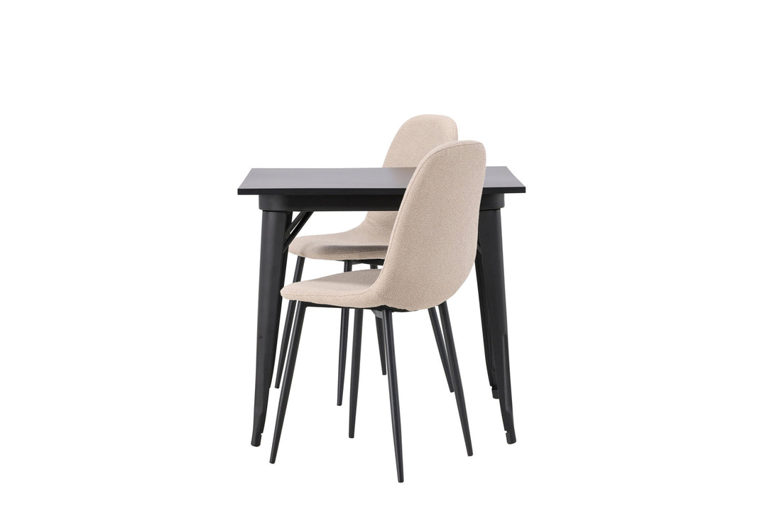 Venture Home Tempe Dining Table - Black / Black MDF +Polar Dining Chair - Black / Beige Boucle _2