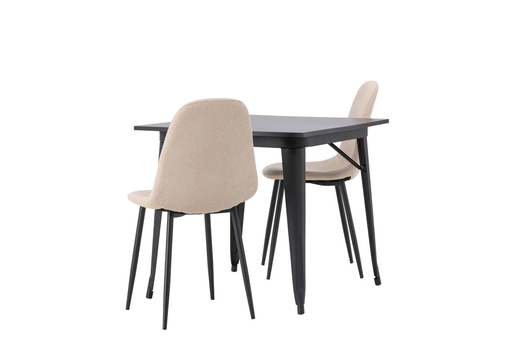 Venture Home Tempe Dining Table - Black / Black MDF +Polar Dining Chair - Black / Beige Boucle _2