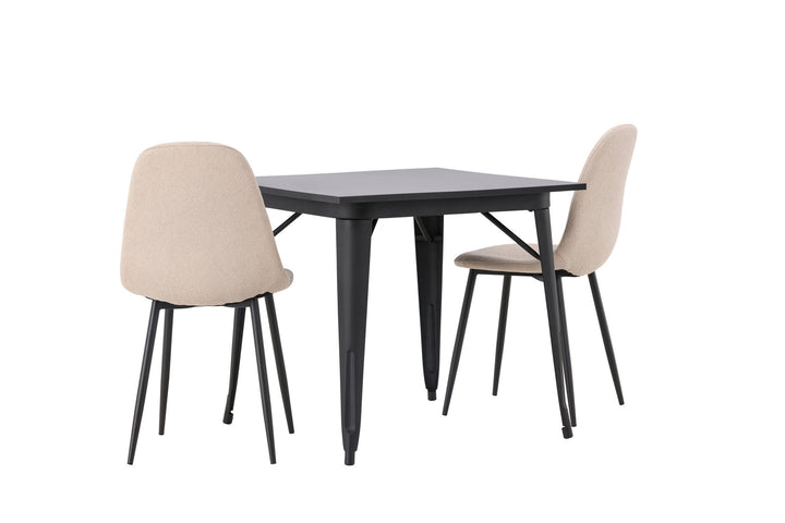 Venture Home Tempe Dining Table - Black / Black MDF +Polar Dining Chair - Black / Beige Boucle _2