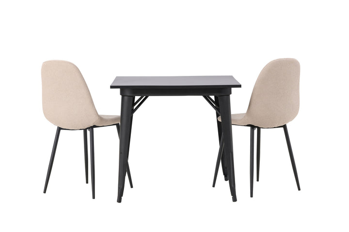 Venture Home Tempe Dining Table - Black / Black MDF +Polar Dining Chair - Black / Beige Boucle _2