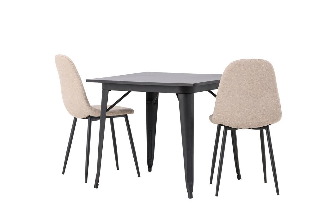 Venture Home Tempe Dining Table - Black / Black MDF +Polar Dining Chair - Black / Beige Boucle _2