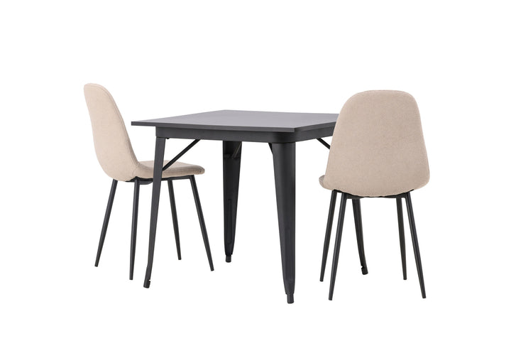 Venture Home Tempe Dining Table - Black / Black MDF +Polar Dining Chair - Black / Beige Boucle _2