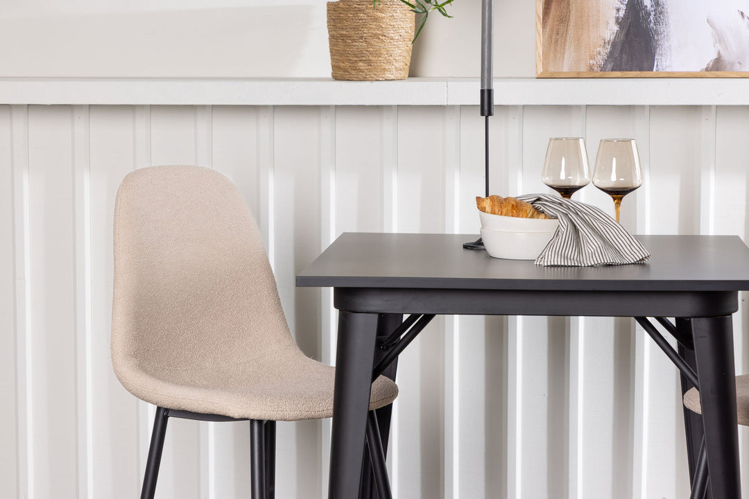 Venture Home Tempe Dining Table - Black / Black MDF +Polar Dining Chair - Black / Beige Boucle _2