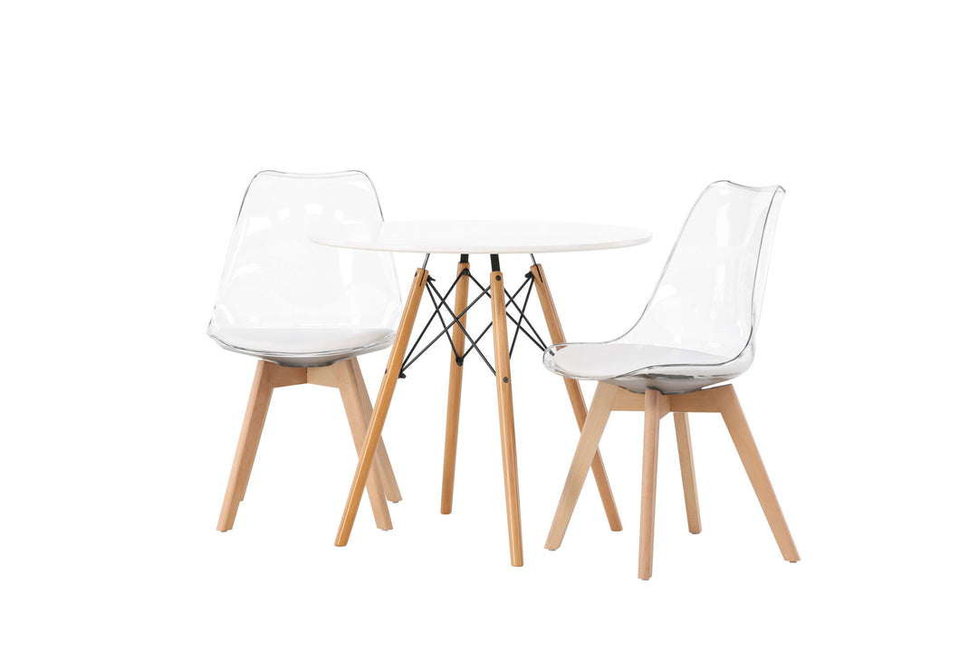 Venture Home Danburi Dining Table - Woodlook / Woodlook MDF +Edvin Dining Chair - Nature / PET (seat cushion white) PET surface,seat with usual sponge _2