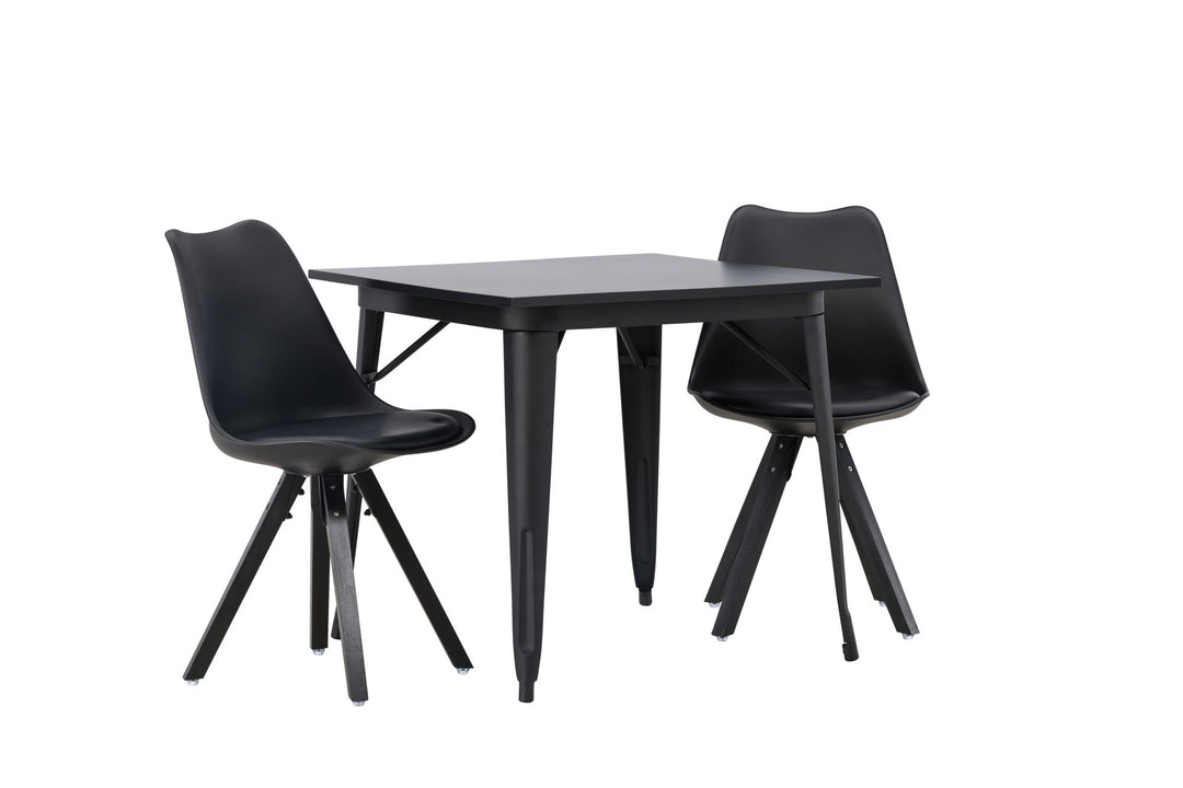 Venture Home Tempe Dining Table - Black / Black MDF +Zeno Dining Chair - Black / Black PP _2