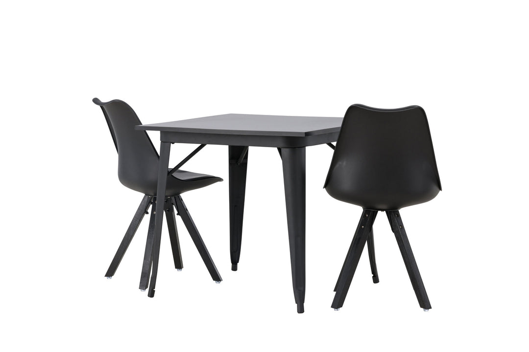 Venture Home Tempe Dining Table - Black / Black MDF +Zeno Dining Chair - Black / Black PP _2