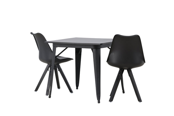 Venture Home Tempe Dining Table - Black / Black MDF +Zeno Dining Chair - Black / Black PP _2