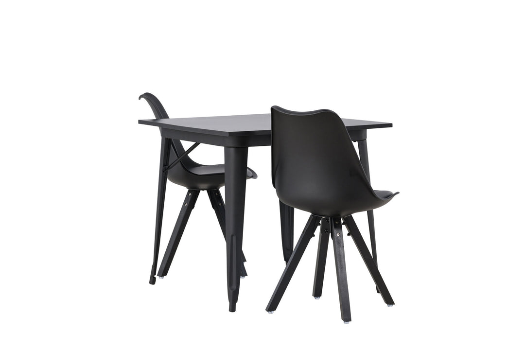 Venture Home Tempe Dining Table - Black / Black MDF +Zeno Dining Chair - Black / Black PP _2