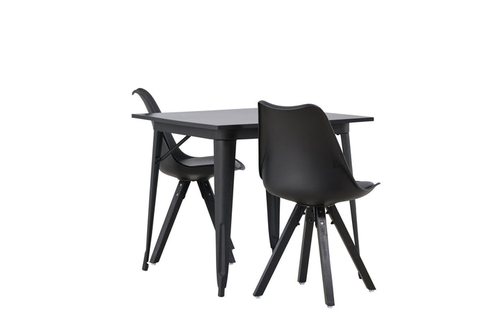 Venture Home Tempe Dining Table - Black / Black MDF +Zeno Dining Chair - Black / Black PP _2