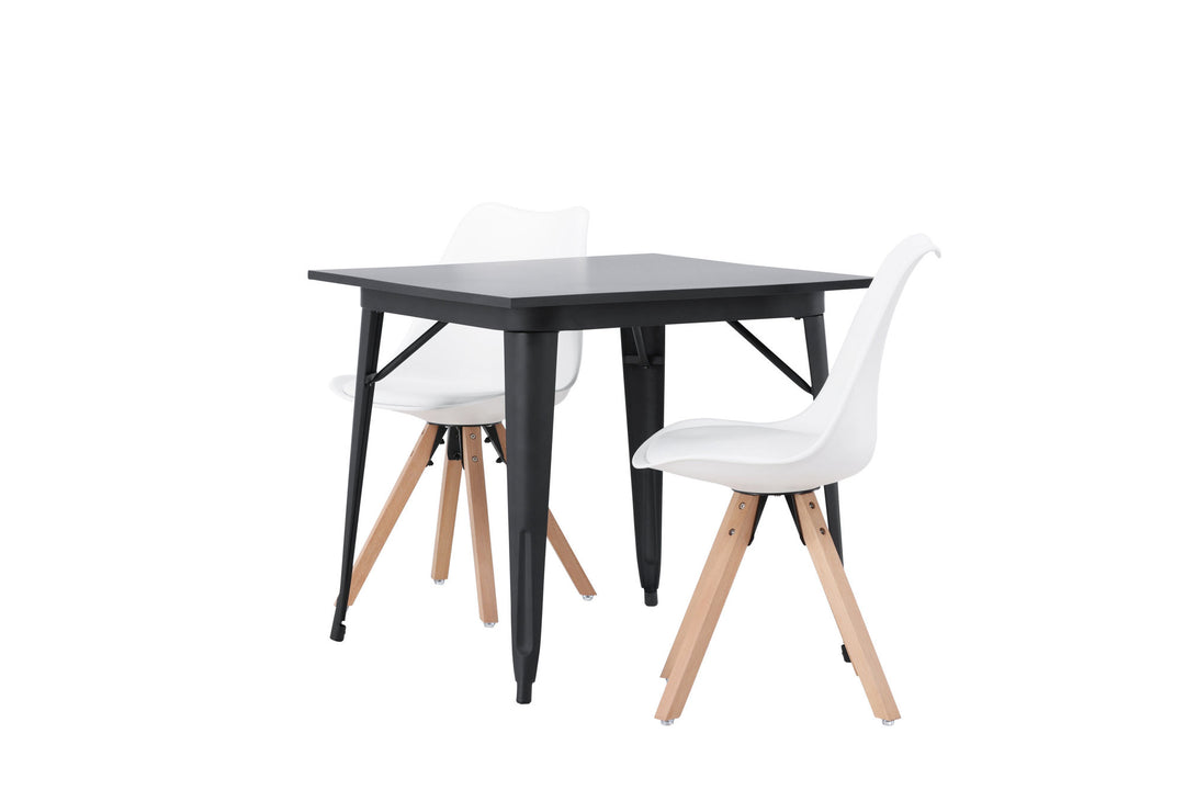 Venture Home Tempe Dining Table - Black / Black MDF +Zeno Dining Chair - Nature woodlook / White PP _2