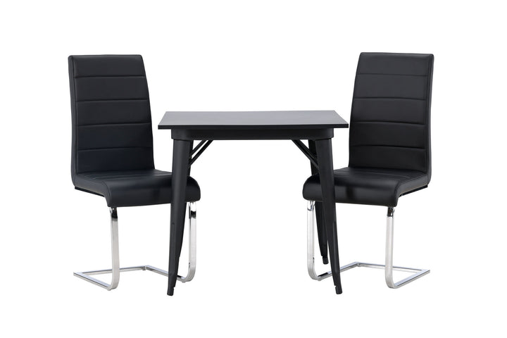 Venture Home Tempe Dining Table - Black / Black MDF +Tempo Dining Chair - Chromed leg / Black PU _2