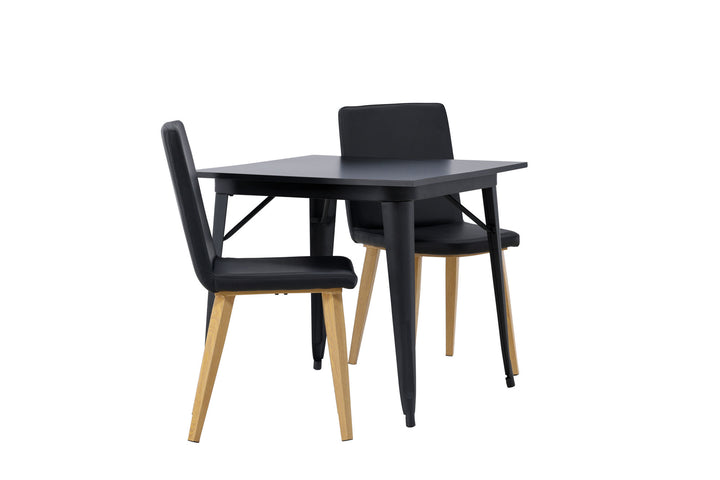 Venture Home Tempe Dining Table - Black / Black MDF +Today Dining Chair - Nature / Black PU _2
