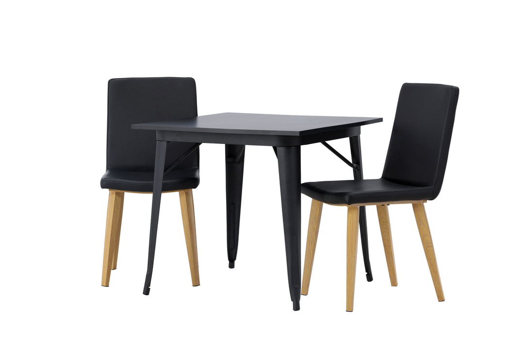 Venture Home Tempe Dining Table - Black / Black MDF +Today Dining Chair - Nature / Black PU _2