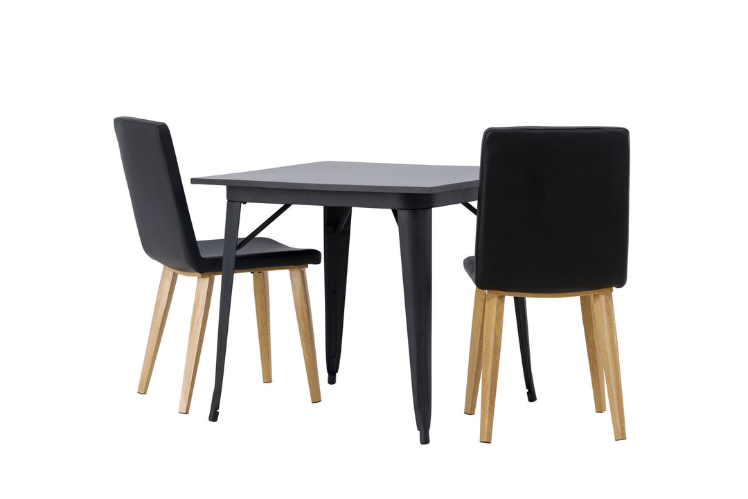Venture Home Tempe Dining Table - Black / Black MDF +Today Dining Chair - Nature / Black PU _2
