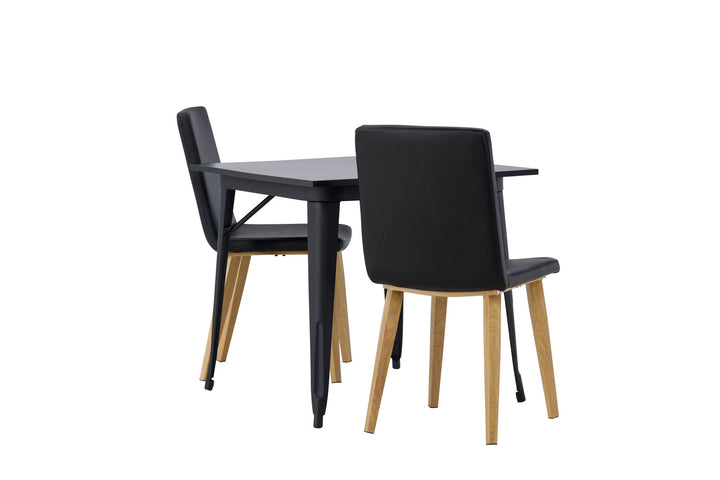 Venture Home Tempe Dining Table - Black / Black MDF +Today Dining Chair - Nature / Black PU _2
