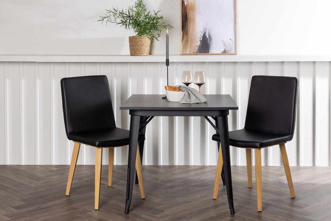Venture Home Tempe Dining Table - Black / Black MDF +Today Dining Chair - Nature / Black PU _2