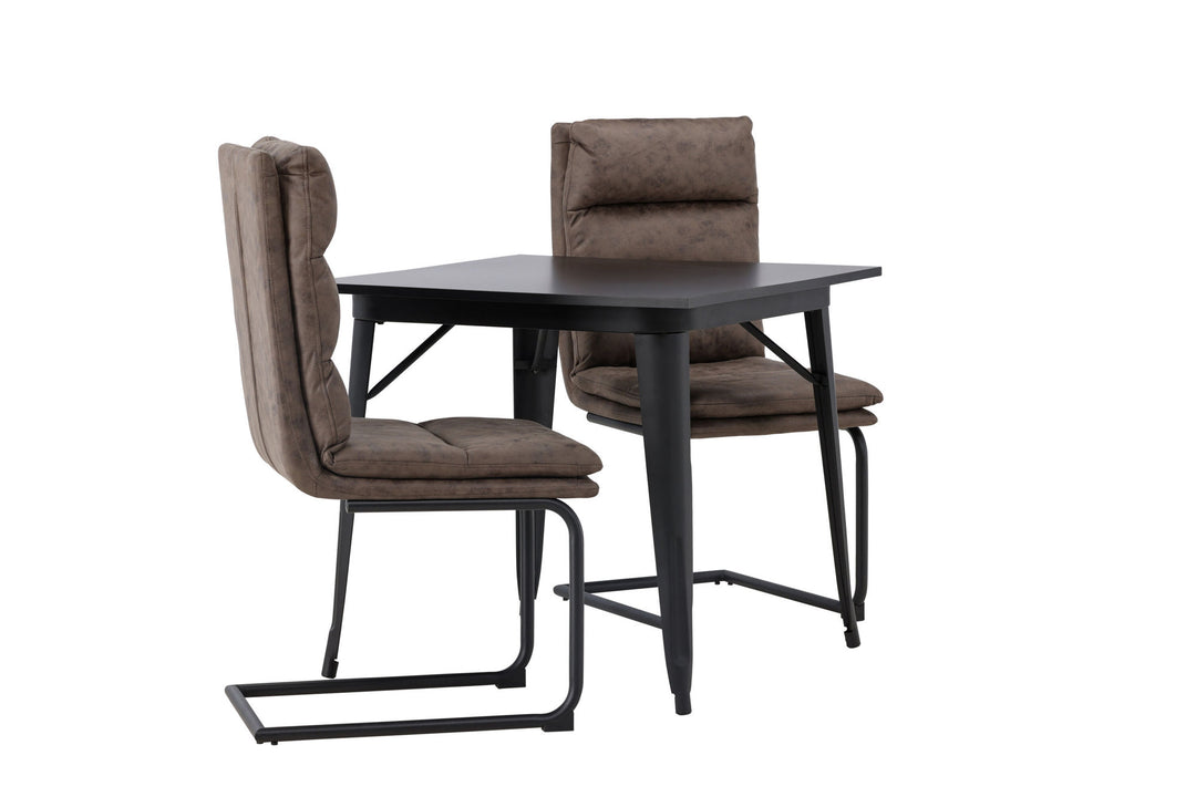 Venture Home Tempe Dining Table - Black / Black MDF +Zizo Dining Chair - Black / Brown Microfiber fabric _2