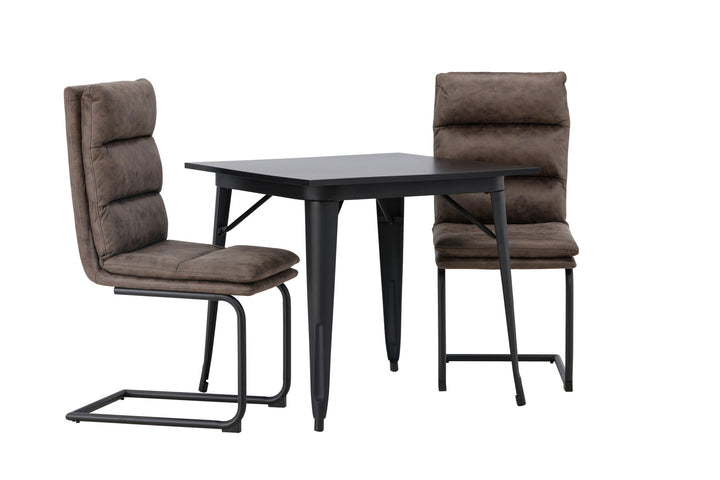 Venture Home Tempe Dining Table - Black / Black MDF +Zizo Dining Chair - Black / Brown Microfiber fabric _2