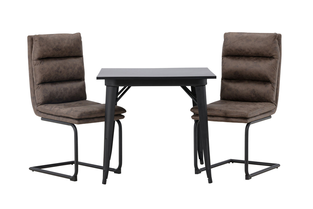 Venture Home Tempe Dining Table - Black / Black MDF +Zizo Dining Chair - Black / Brown Microfiber fabric _2