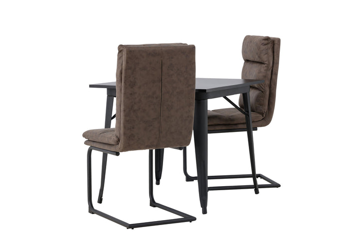 Venture Home Tempe Dining Table - Black / Black MDF +Zizo Dining Chair - Black / Brown Microfiber fabric _2
