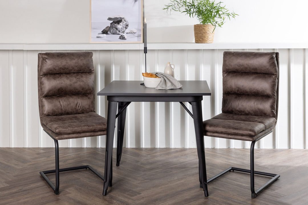 Venture Home Tempe Dining Table - Black / Black MDF +Zizo Dining Chair - Black / Brown Microfiber fabric _2