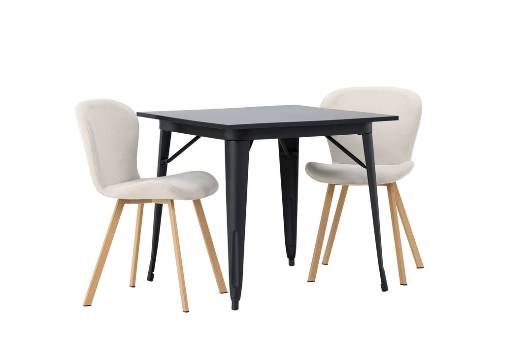 Venture Home Tempe Dining Table - Black / Black MDF +Lilja Dining Chair - Oaklook / Beige Fabric _2