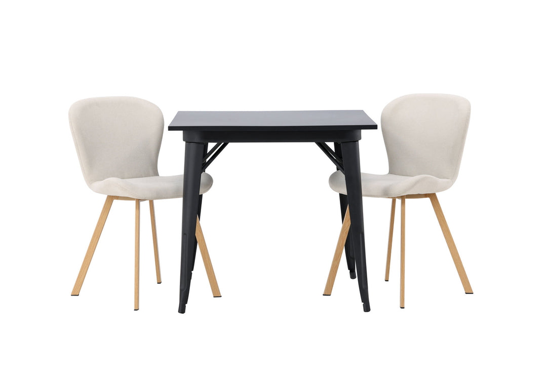Venture Home Tempe Dining Table - Black / Black MDF +Lilja Dining Chair - Oaklook / Beige Fabric _2