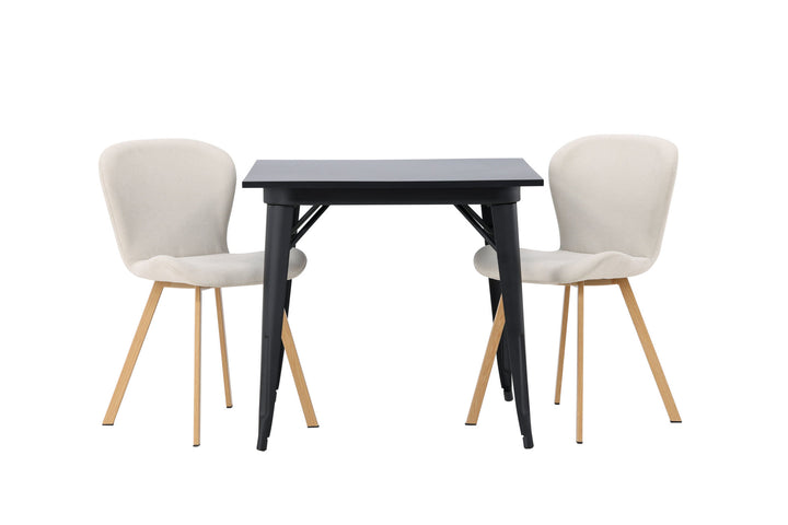 Venture Home Tempe Dining Table - Black / Black MDF +Lilja Dining Chair - Oaklook / Beige Fabric _2