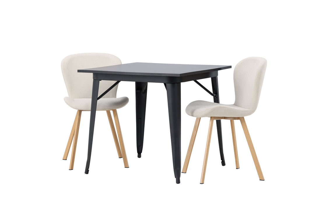 Venture Home Tempe Dining Table - Black / Black MDF +Lilja Dining Chair - Oaklook / Beige Fabric _2