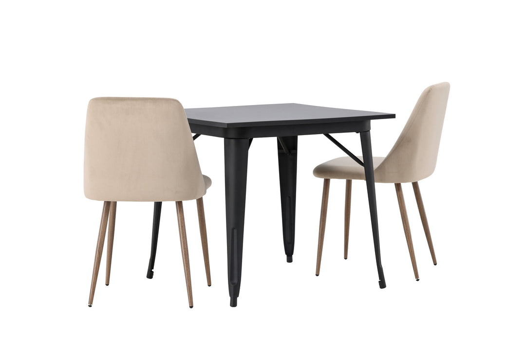 Venture Home Tempe Dining Table - Black / Black MDF +Night Dining Chair - Dark walnut / Mocca / Brown Fabric _2