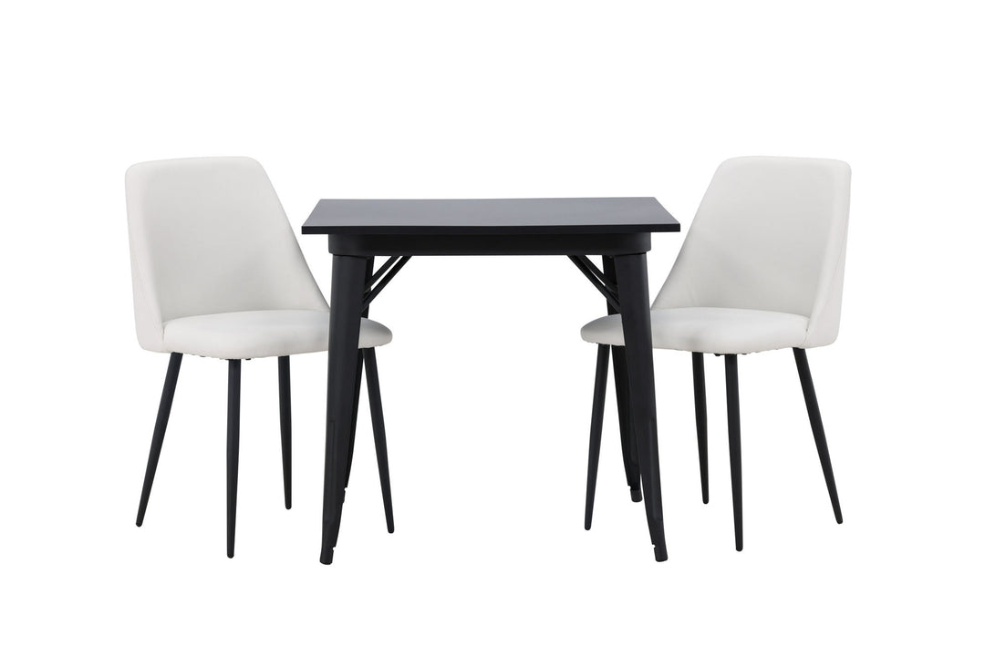 Venture Home Tempe Dining Table - Black / Black MDF +Night Dining Chair - Black / White PU _2
