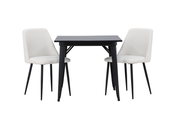 Venture Home Tempe Dining Table - Black / Black MDF +Night Dining Chair - Black / White PU _2